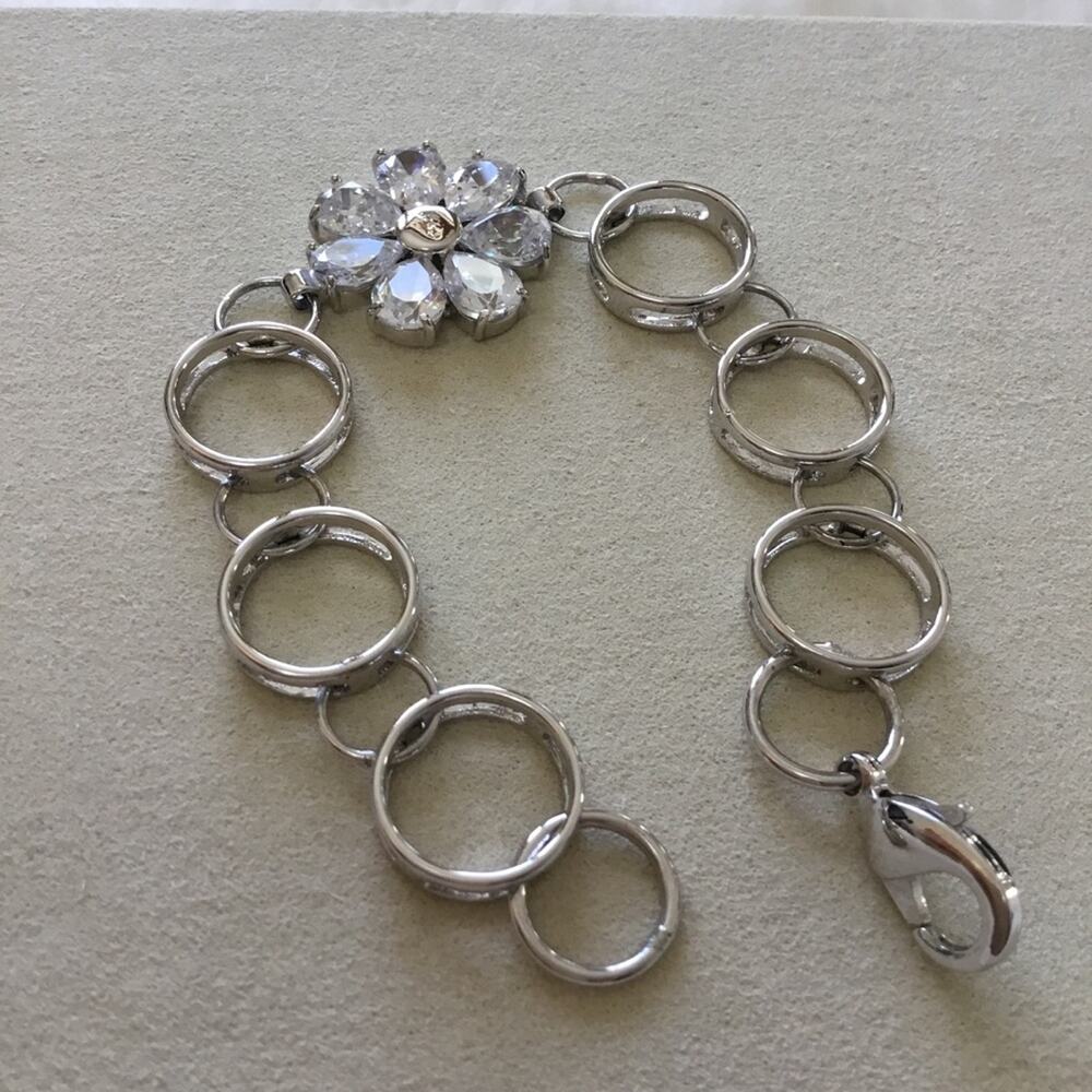 Silver Sunflower Crystal Bracelet - Picture 2 of 6